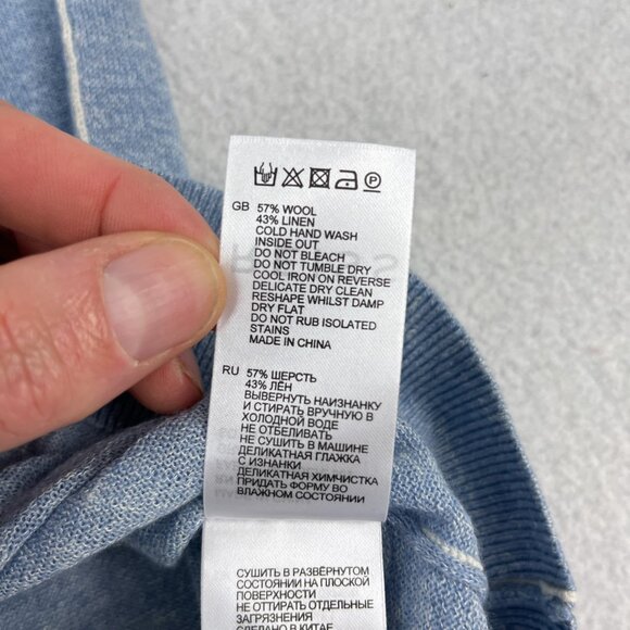 Reiss Grayson Sweater Mens S Linen Wool Blend Light Blue Long Sleeve Crew Jumper - Picture 7 of 10